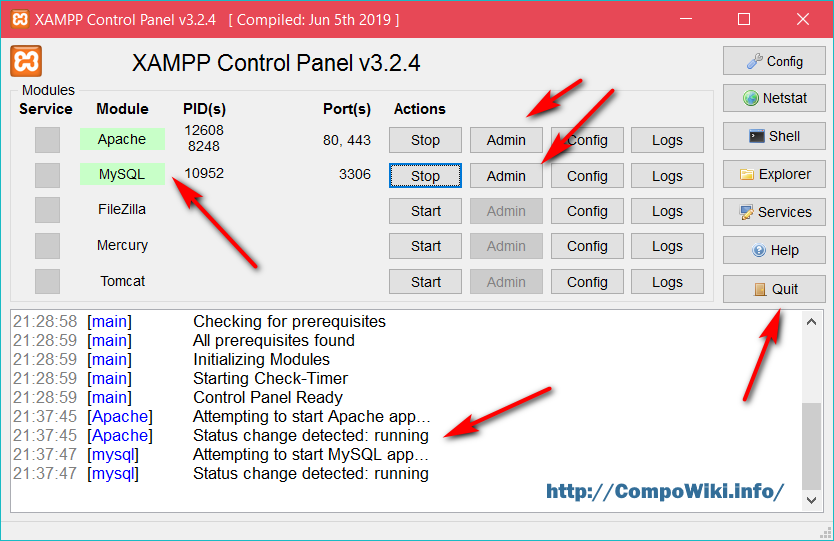 XAMPP - контрольная панель